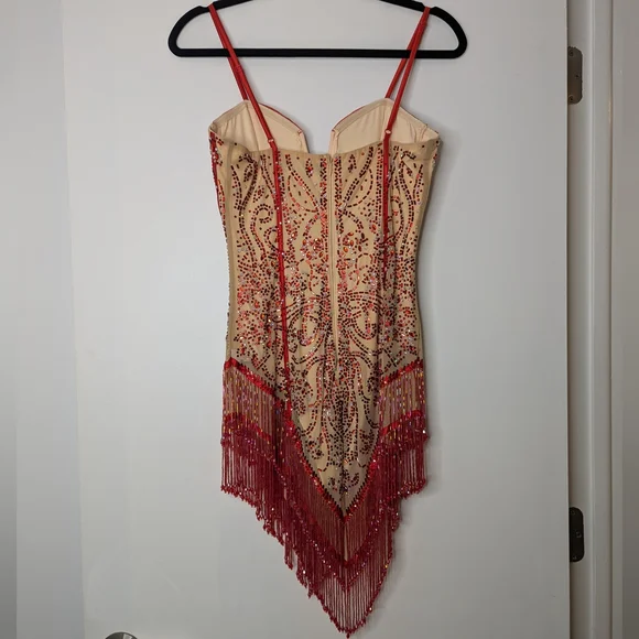 NWOT Banjul Nude and Red Embellished Dance Costume - Picture 4 of 5